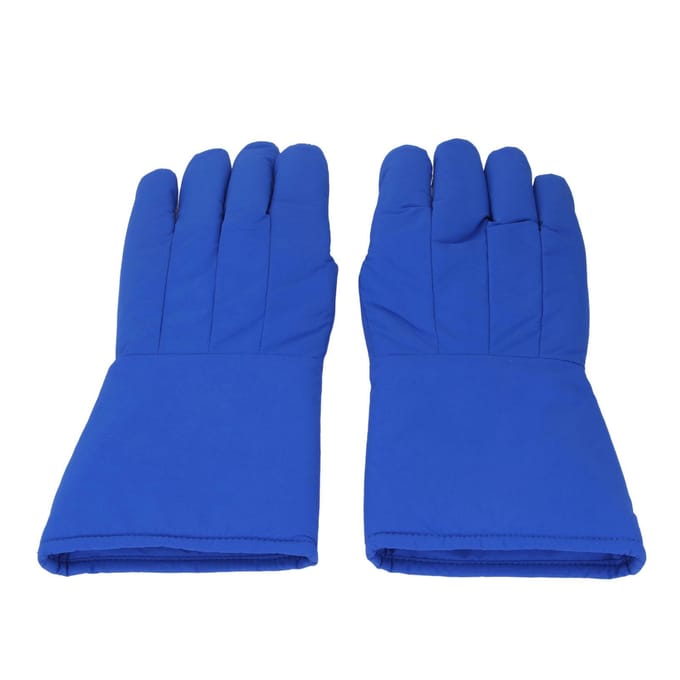 1 Paar 38cm Antivrieshandschoenen Lage Temperatuur Beschermende Handschoenen voor Laboratorium Vloeibare Stikstof Droog blue