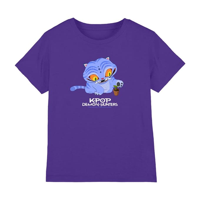 K-Pop Demon Hunters Kinder/Kids Schattig Derpy Tiger T-shirt (Paars)