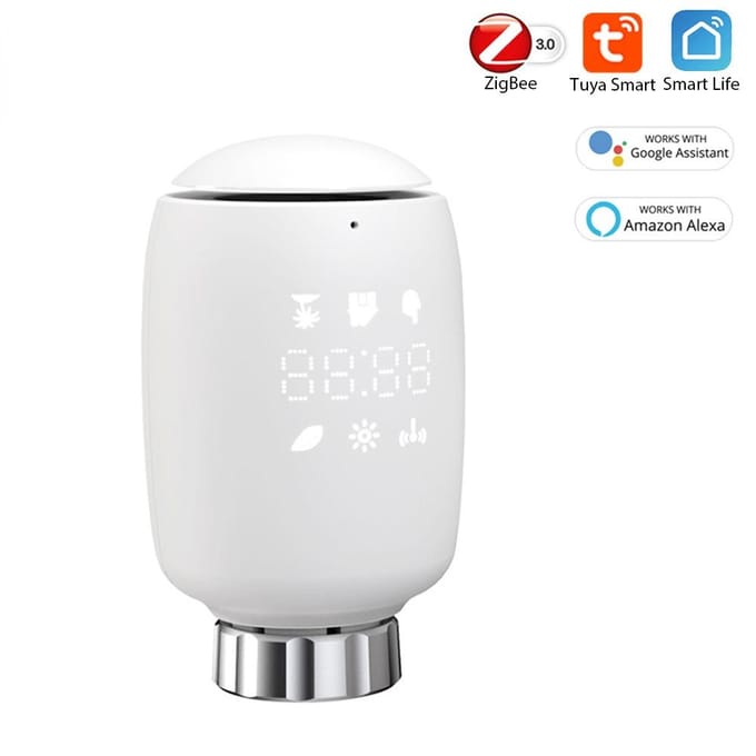 Tuya Zigbee3.0 Thermostatische Radiatorkraan Temperatuurregelaar Intelligente Radiatoractuator wit