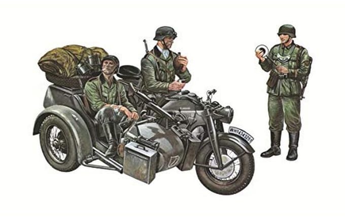 1:35 Modelbouw Motorfiets met Zijspan