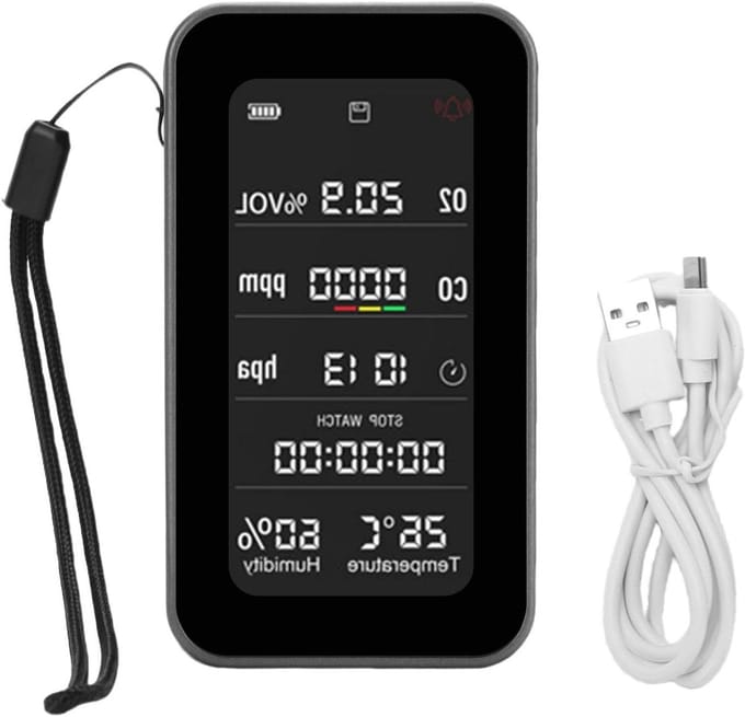 Luchtkwaliteitsdetector - Milieumeter Vochtigheidsmeter - Milieu Bewustzijn - Multifunctionele Sensing - 110 mm - Wit