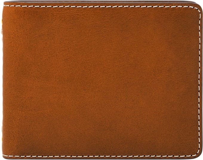FOSSIL Leren Kaarthoes Tremont Bifold Cognac Bruine