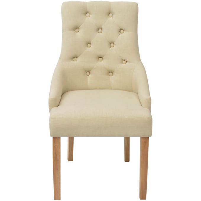 vidaXL - Eetkamerstoelen - 4 - st - stof - crèmekleurig