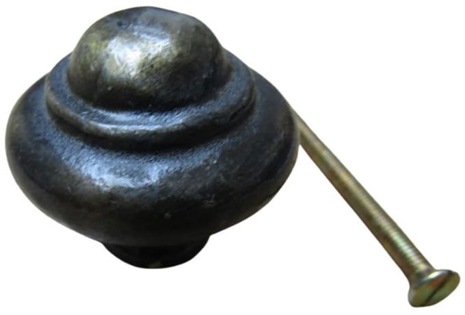 Cast Iron Stepped Cabinet Knob Antique Brass 40mm