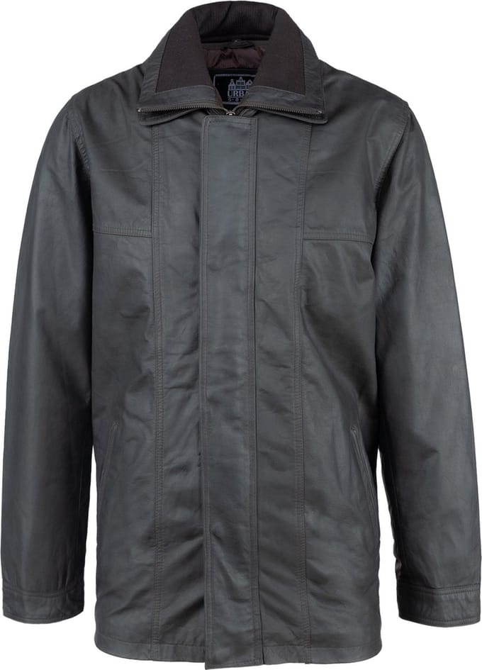Urban 5884® - Patrick - Heren Winterjas - Parka - Uitritsbaar kraag - Bruin - Stevig Leer - Maat M