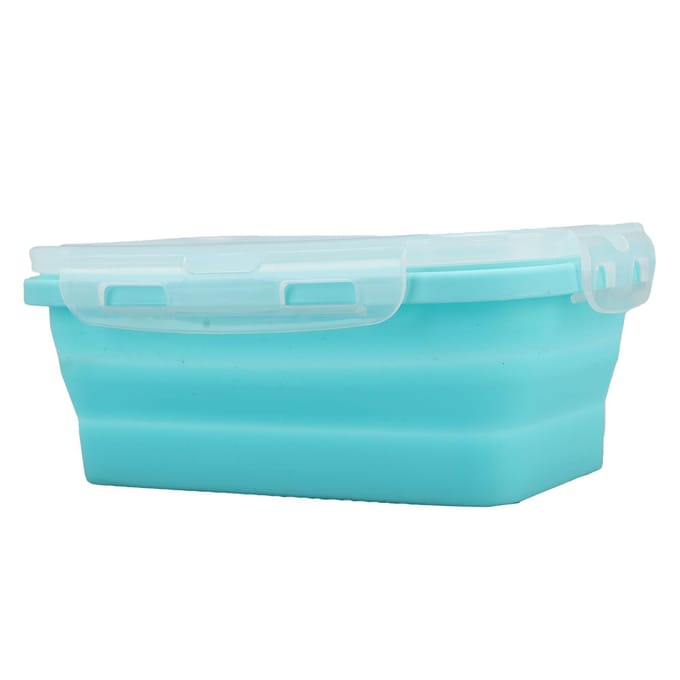 Opvouwbare Siliconen Voedselbewaarcontainer Hittebestendig Magnetronbestendig Lunchbox 350ml blauw