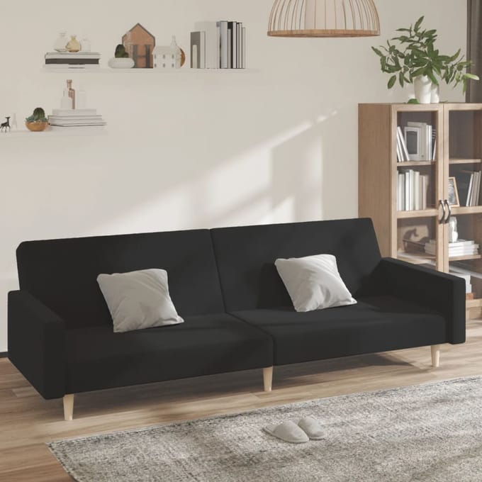 vidaXL - Slaapbank - 2-zits - stof - zwart