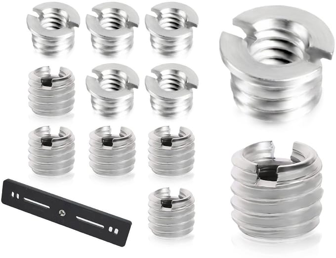 10 Stuks 1/4" naar 3/8" Schroefadapters, Dikte en Stepless Modellen voor Camera Statief en D-SLR Gebruik