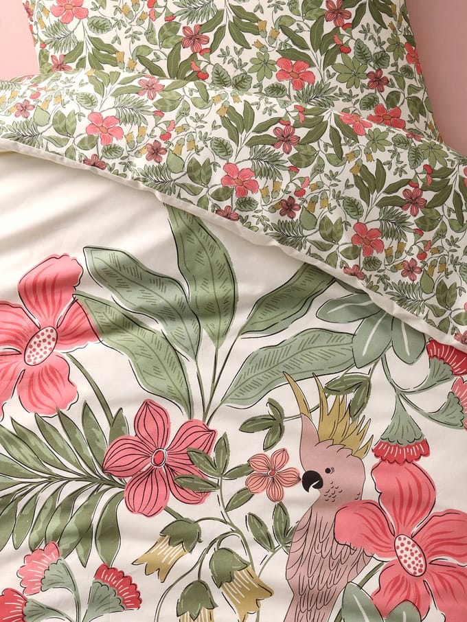 Vertbaudet Dekbedovertrekset + kussensloop kind TROPICAL, met gerecycled katoen