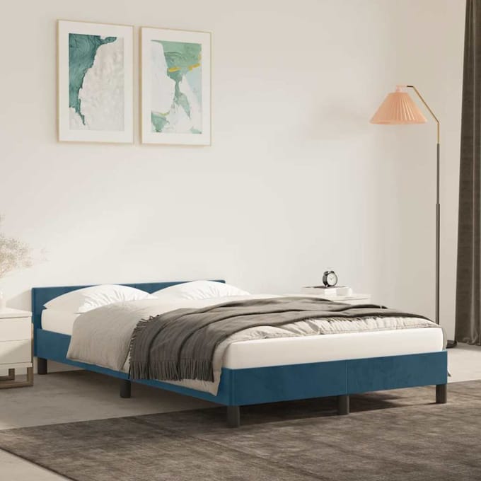 vidaXL - Bedframe - zonder - matras - 120x200 - cm - fluweel - donkerblauw