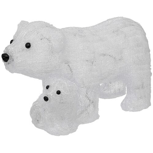 Feeric Lights & Christmas Verlichte buitenfiguur beer met welp - 44 cm