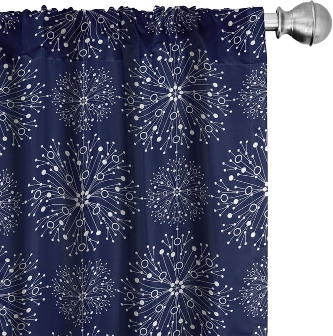 ABAKUHAUS – Moderne gordijnen – 2-delige set 75x175 cm – Donker indigo & wit