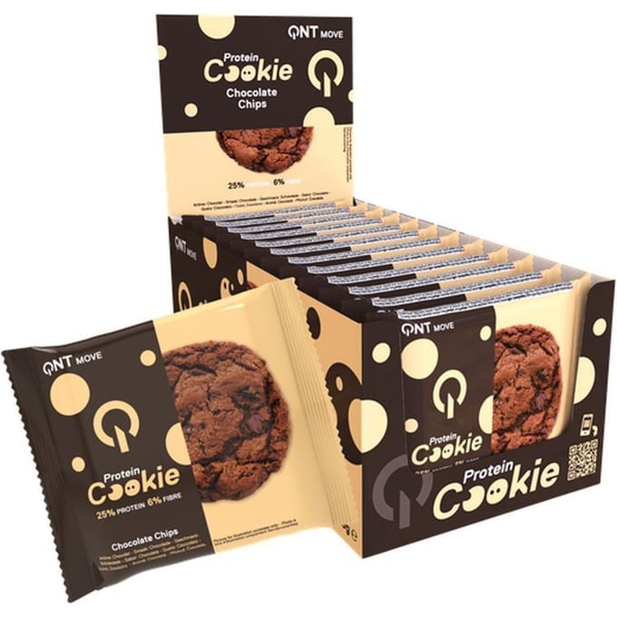 QNT Protein Cookie (12x60g) Chocolate Chips - Functionele voeding - Eiwit Snacks