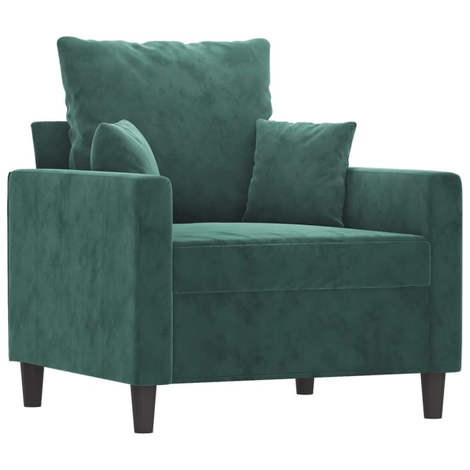 vidaXL - 3-delige - Loungeset - met - kussens - fluweel - donkergroen