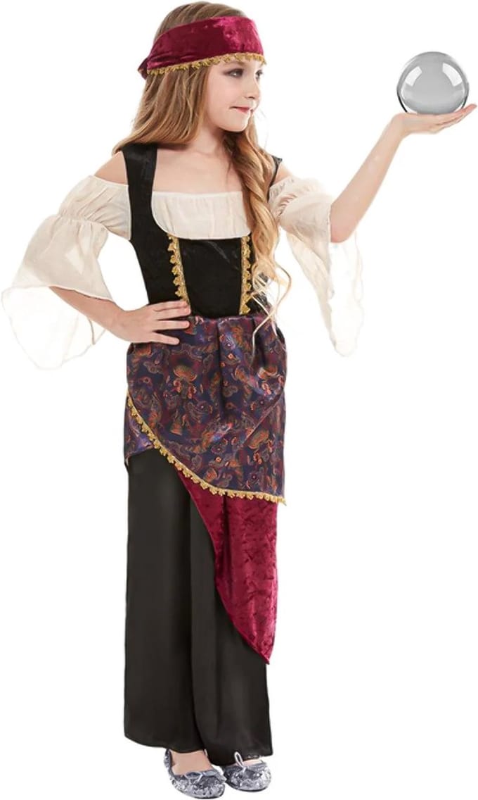 Smiffys - Deluxe Fortune Teller Kinder Kostuum - Kids tm 9 jaar - Multicolours