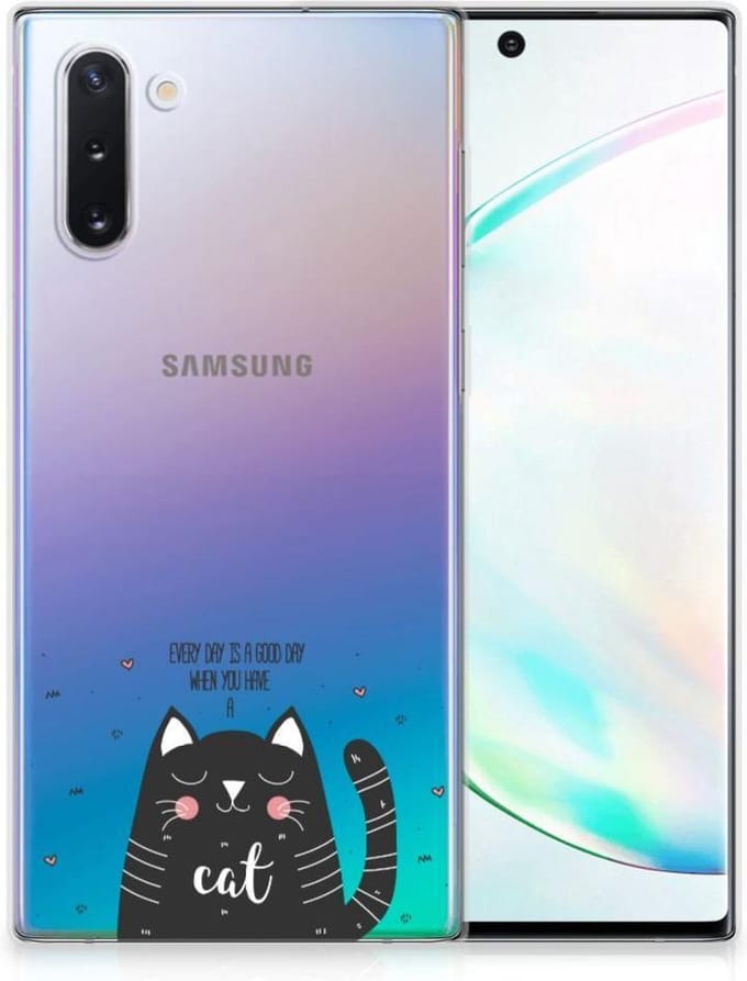 Samsung Galaxy Note 10 Telefoonhoesje met Naam Cat Good Day