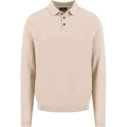 Fynch-Hatton Polo Collar Long Sleeve Winter Air Cotton Light Taupe / male