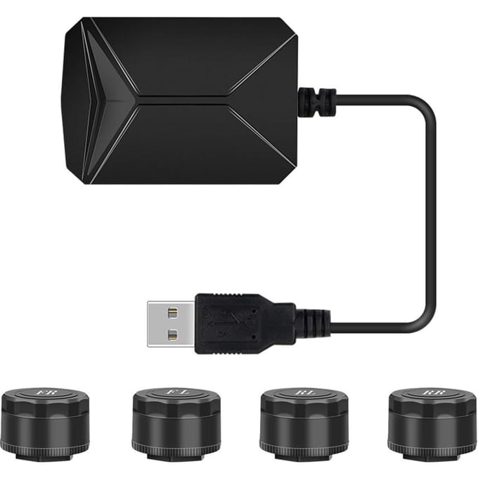 USB Android TPMS Bandenspanningscontrolesysteem Spanningsmonitor Android Navigatie Monitoring zwart