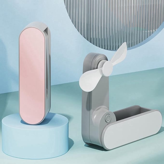 Mini Ventilator - USB - Stil & Draagbaar - Laag Geluidsniveau - 2 Snelheden - Compacte Bureauventilator voor Reizen, Thuis & Kantoor - Wit Tafelventilator