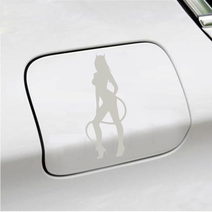Bumpersticker - Vrouw Duivel - 7 X 16,5 - Zilver