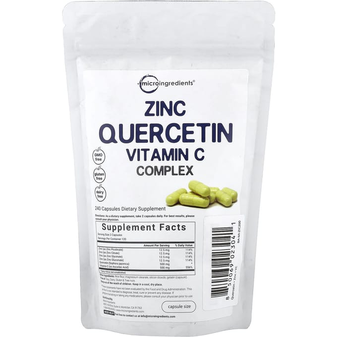 Micro Ingredients, Zink Quercetine Vitamine C Complex, 240 Capsules