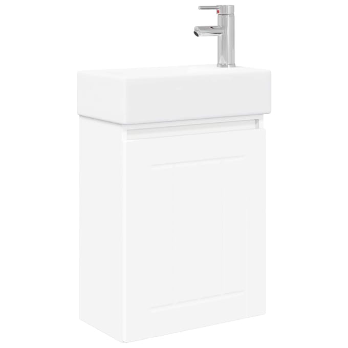 vidaXL - Badkamermeubel - met - kraan - Wit - 45,5 - x - 25,5 - x - 84 - cm