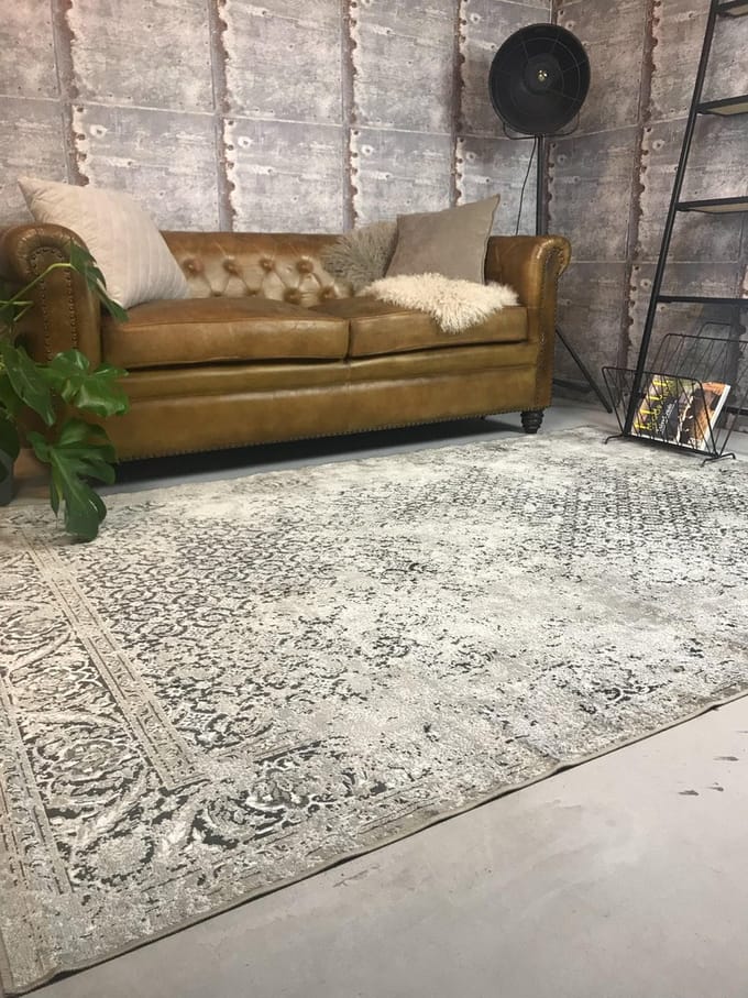 Vintage Vloerkleed Grijs - Meadow - 140 x 200 cm - (S)