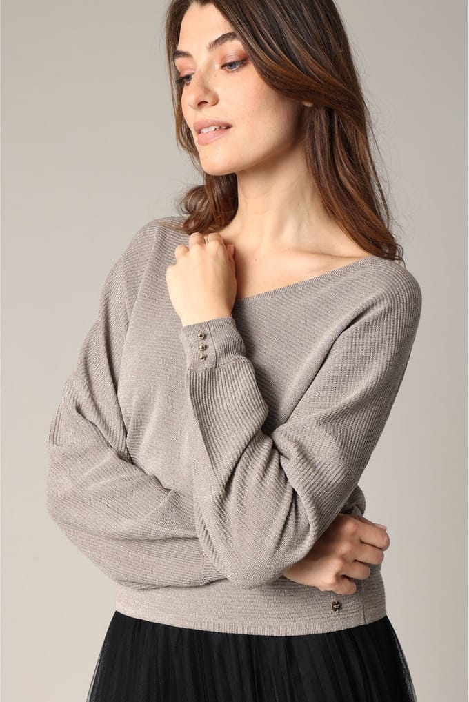 DEELUXE Trui met pofmouwen en metallic effect S