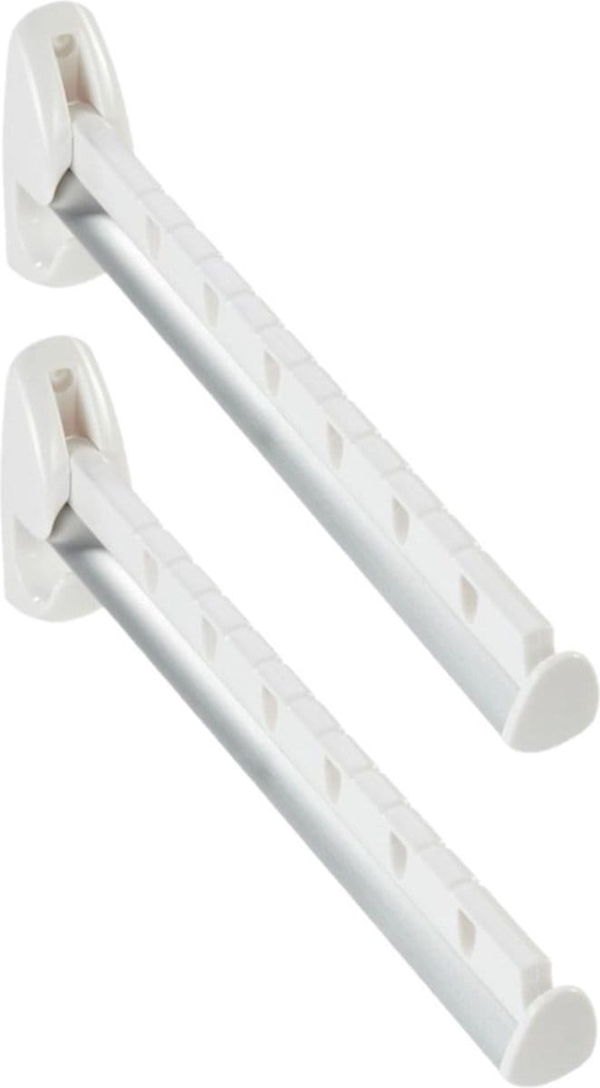 Leifheit Kledinghaak - Set van 2x stuks - inklapbaar - kunststof - wit - 31 cm