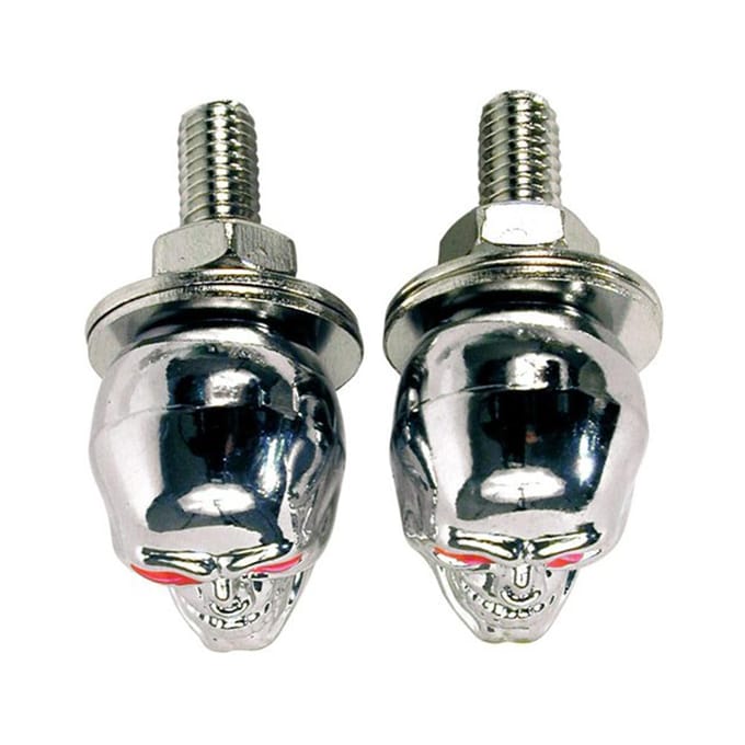 Lot de 4 vis de fixation pour plaque d'immatriculation de moto squelette 3D argenté