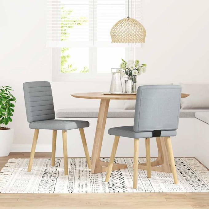 vidaXL - Eetkamerstoelen - 2 - st - stof - lichtgrijs