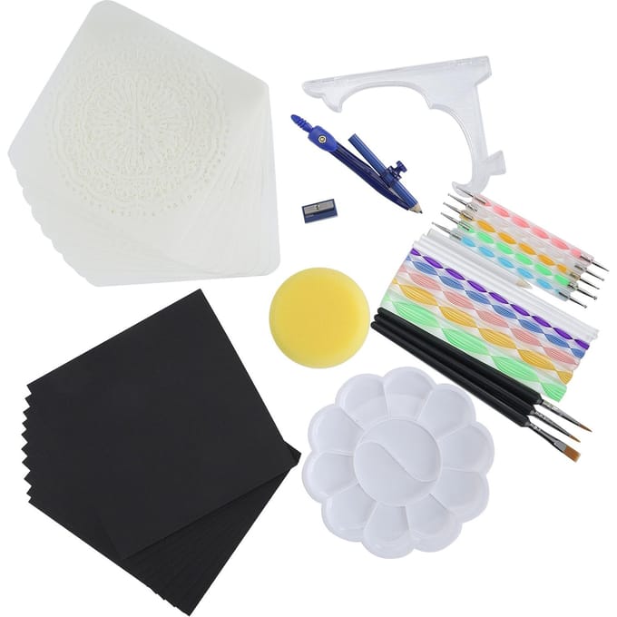 Ensemble d'outils de pointillisme Mandala 43 pièces Modèle d'art DIY Bâtonnet de décoration Accessoires de peinture white