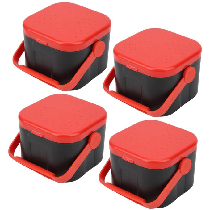 4 stuks Draagbare Plastic Vis Aas Houder Doos Worm Regenworm Aas Opbergkoffer met Clip black