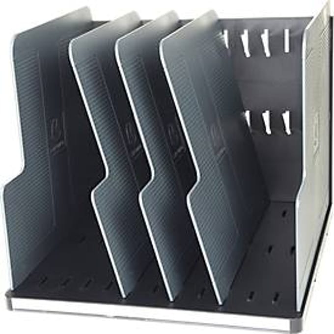 Exacompta Modulotop Sorter A4+ EcoBlack Zwart/Grijs, 5 verdelers, etikethouder, recycling, Blauwe Engel