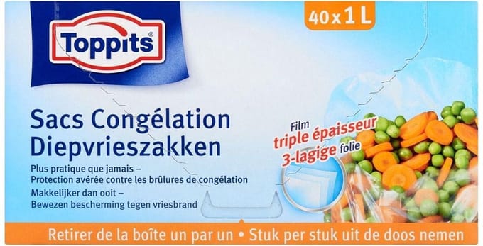 Toppits diepvrieszak 1,0ltr pak 6 stuks Diepvries