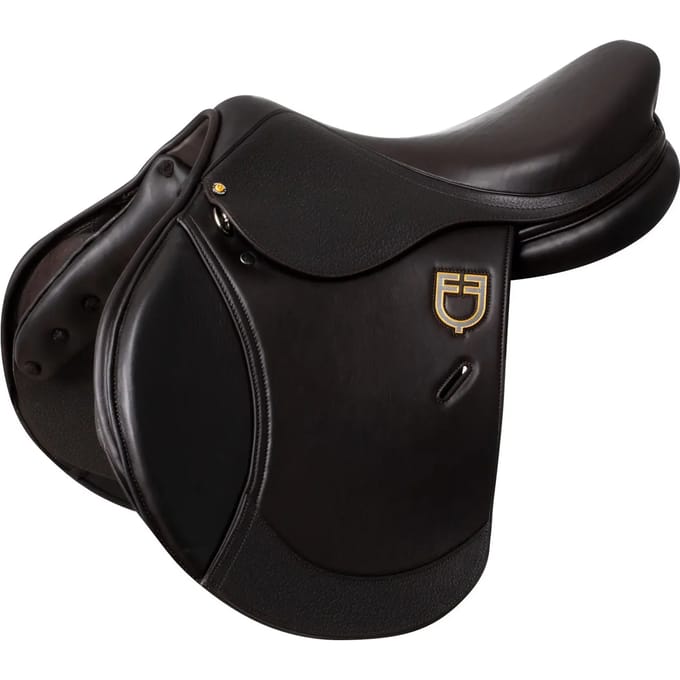 Dubbel leren springzadel Equestro