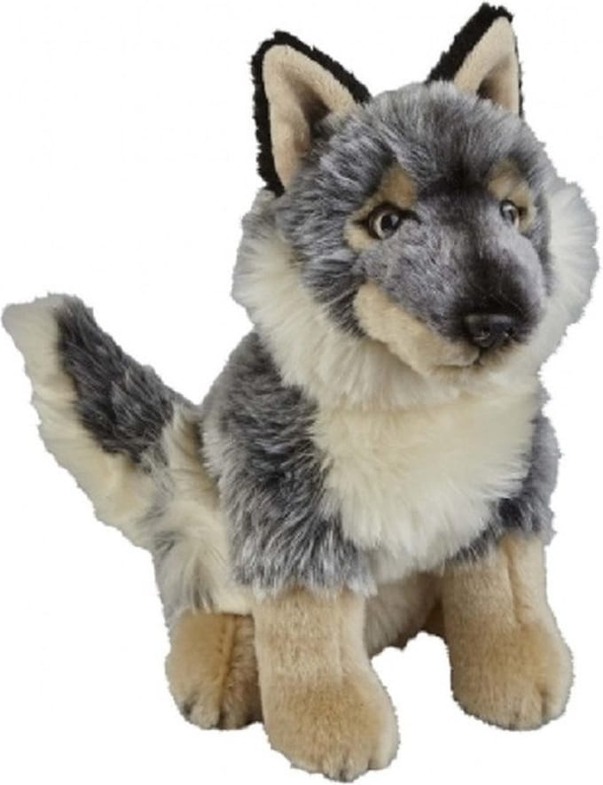 Ravensden Pluche knuffel - wolf/wolven - grijs - 28 cm - bosdieren knuffel