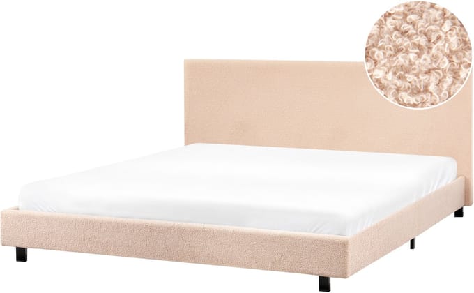 ALBI - Tweepersoonsbed - Beige - 180 x 200 cm - Bouclé