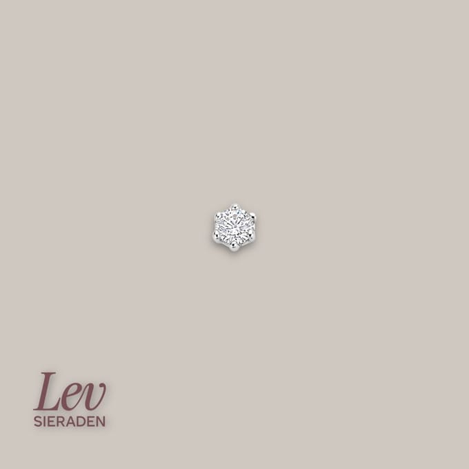 Lev Sieraden - 3.5mm Zirkonia Labret piercing - Gerhodineren 925 zilver