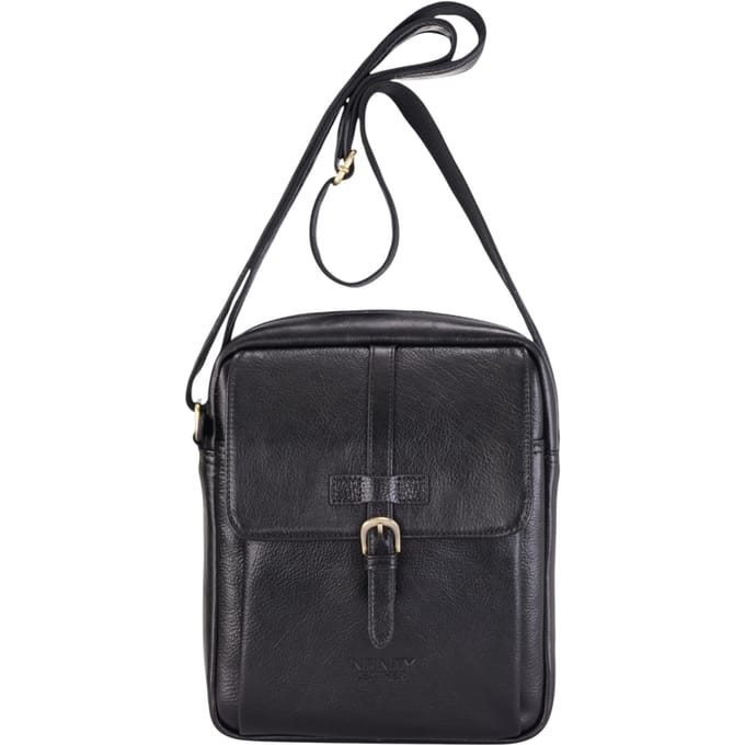 Echte leren zwarte vintage crossbody messenger reistas - Ashby