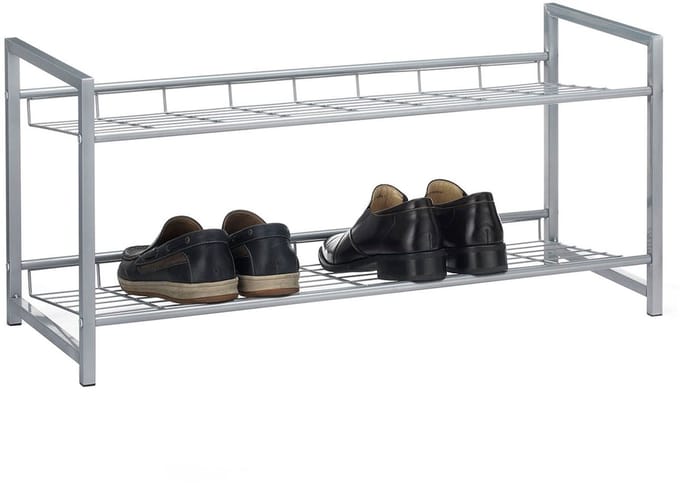 Schoenenrek SYSTEM, zilver gelakt, 2 vakken