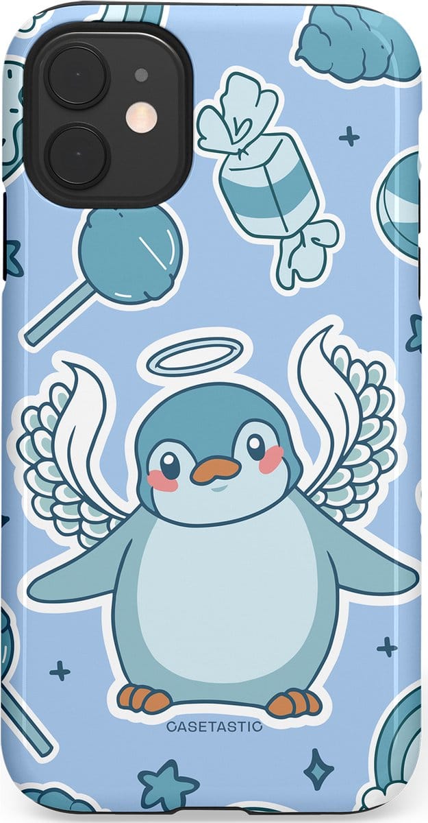Casetastic hoesje geschikt voor Apple iPhone 11 - Dubbellaagse bescherming - Pinguin vleugels - Fashion Case - Lichtblauw Lichtgrijs Wit