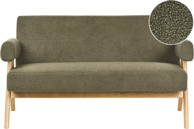 TAMRE - Tweezitsbank - Groen/Lichtbruin - Bouclé