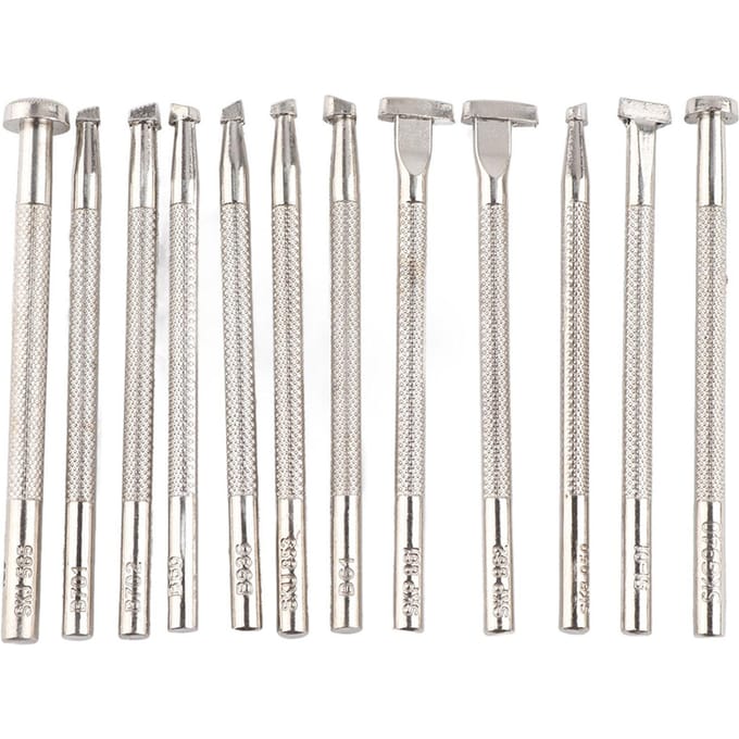 Lot de 12 outils de gravure et de gaufrage pour cuir, outil de modelage pour le travail du cuir white