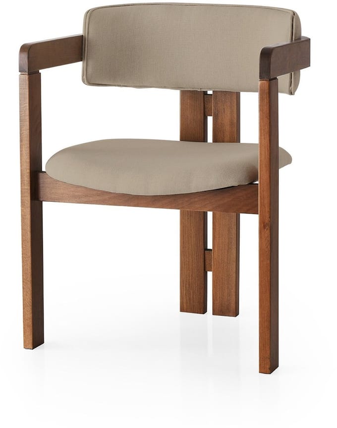 Skye Decor, Stoel, CO - 033, Hout, Walnoot & Taupe, 58 x 49 x 76 cm