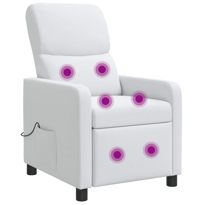 vidaXL - Massage - Relaxstoel - Wit - Polyester