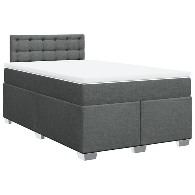 vidaXL - Boxspring - met - matras - stof - donkergrijs - 120x200 - cm