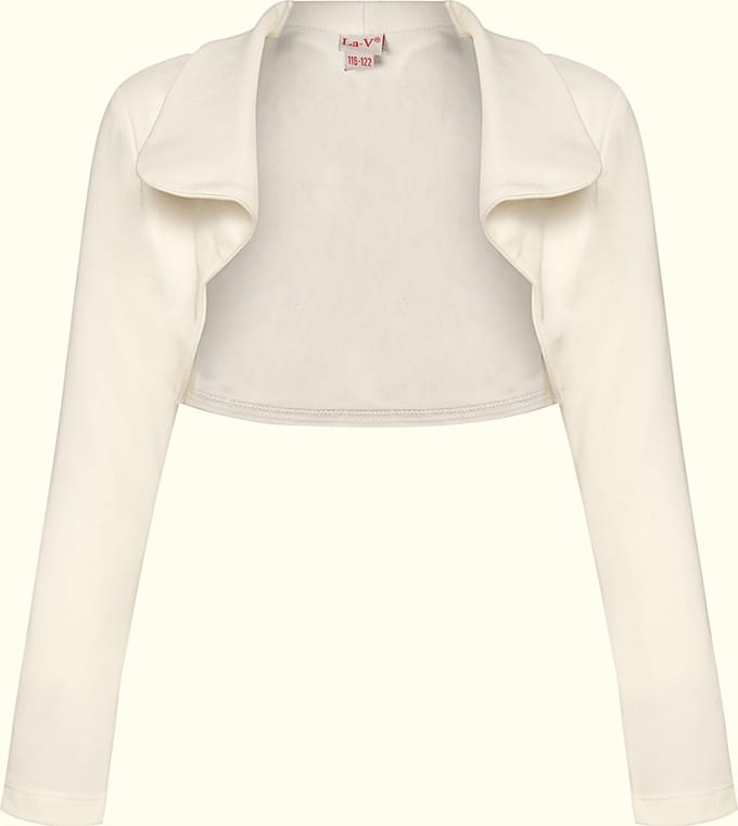 La V Bolero meisje met lange kraag : Crème 152-158