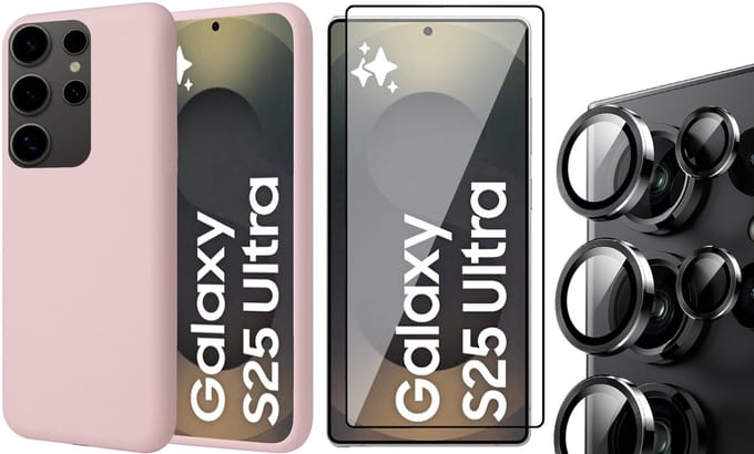 Hoesje geschikt voor Samsung Galaxy S25 Ultra - Screenprotector Glas & Camera Protector - Mat Back Case Roze