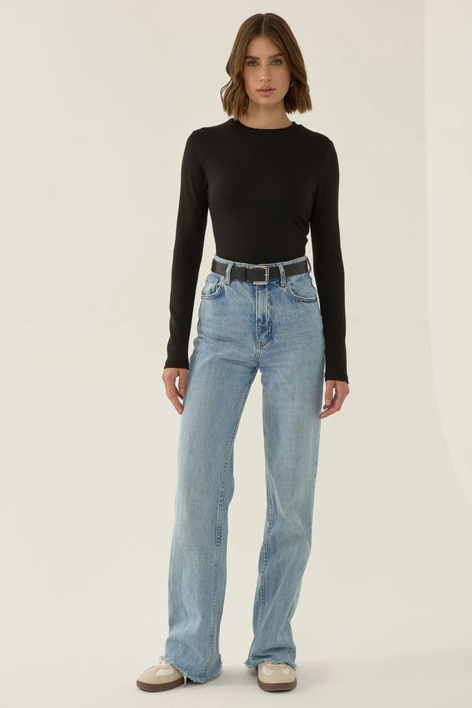 Slim Fit Lange Mouw Crew Neck Bodysuit